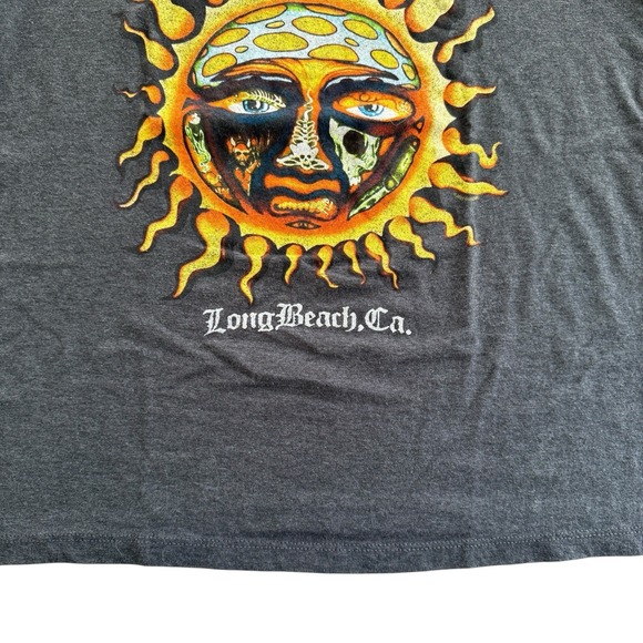 Sublime Sun Face Graphic T-Shirt Long Beach 90s Skater Tee Charcoal Gray Men's S - Picture 4 of 8